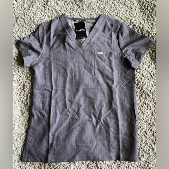 CodeNXT Shirt Women Large Gray Scrub Top One-Pocket Workwear Stretch Ladies NEW - Picture 1 of 3